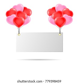 banner with balloon  heart shape for Valentines Day design