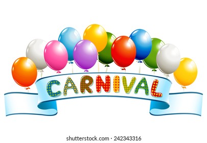 Banner with balloons and carnival word