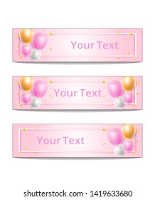 banner balloons and confetti party  Celebration Vector design