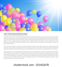 Banner with balloons in the sun sky