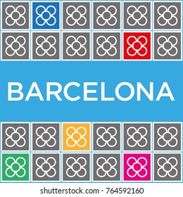 banner of barcelona with the typical tiles of its streets svg