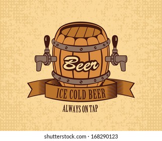 banner with a barrel of beer on tap