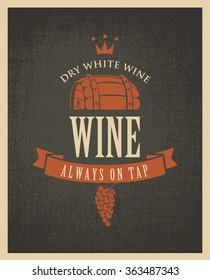 banner with a barrel of wine in retro style