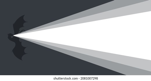 Banner beam of light. Dragon in flight, spewing flame. Banner for advertising. Vector illustration