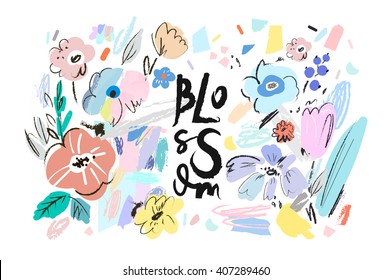 Banner with beautiful flowers. Vector floral header and creative background. Vector. Isolated