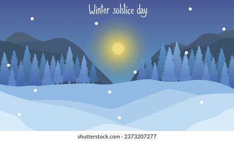 Banner mit schöner Landschaft und Text WINTER SOLSTICE TAG