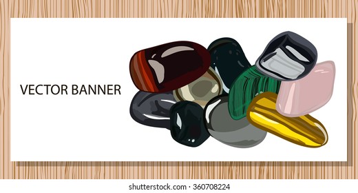 Banner with beauty stones. Vector