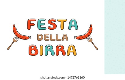Banner of beer festival - Hand drawn insription in italian with decorative elements