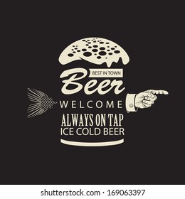 Banner with a beer and a pointing finger