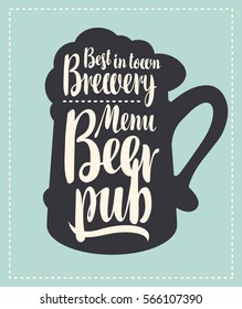 banner for beer pub with a glass in a retro style