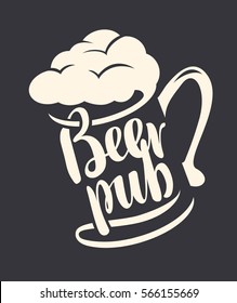 banner for beer pub with a glass in a retro style