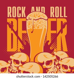 banner beer and rock 'n' roll with human skulls