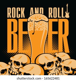 banner beer and rock 'n' roll with human skulls