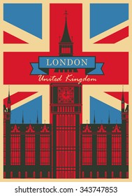 banner with Big Ben against the background of the British flag