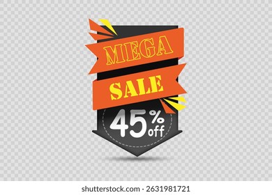 Banner of big discounts and sales. On a transparent background.