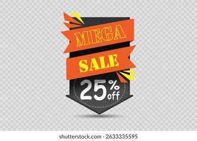 Banner of big discounts and sales. On a transparent background.