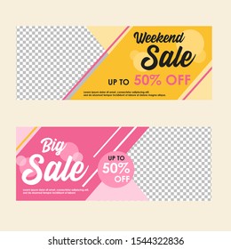 banner big sale weekend fashion yellow and pink collection template  