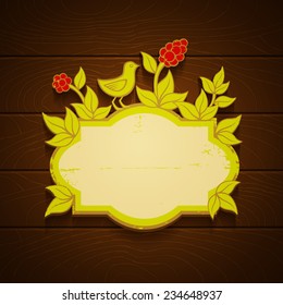 Banner with bird and red berries