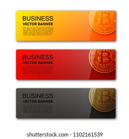 Banner bitcoin background. Modern template vector. Vector abstract design web bitcoin banner. Web Header Design Elements. Abstract web banner template background Collection web bitcoin banner template