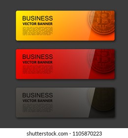 Banner bitcoin background. Modern template vector. Vector abstract design web bitcoin banner. Web Header Design Elements. Abstract web banner template background Collection web bitcoin banner template