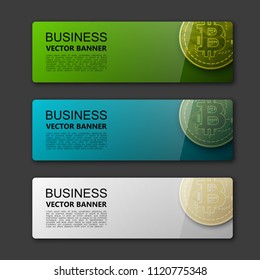 Banner bitcoin background. Modern template vector. Vector abstract design web bitcoin banner. Web Header Design Elements. Abstract web banner template background Collection web bitcoin banner template