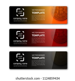 Banner bitcoin background. Modern template vector. Vector abstract design web bitcoin banner. Web Header Design Elements. Abstract web banner template background Collection web bitcoin banner template