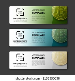 Banner bitcoin background. Modern template vector. Vector abstract design web bitcoin banner. Web Header Design Elements. Abstract web banner template background Collection web bitcoin banner template