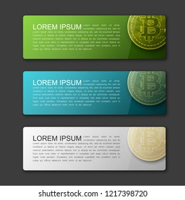 Banner bitcoin background. Modern template vector. Vector abstract design web bitcoin banner. Web Header Design Elements. Abstract web banner template background Collection web bitcoin banner template
