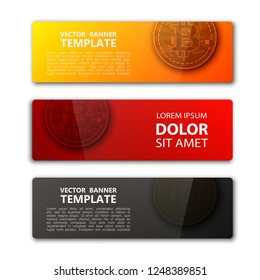 Banner bitcoin background. Modern template vector. Vector abstract design web bitcoin banner. Web Header Design Elements. Abstract web banner template background Collection web bitcoin banner template