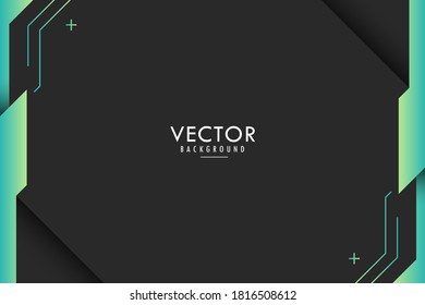 Banner Black Background Modern Template. Green Gradient Shape Line Technology