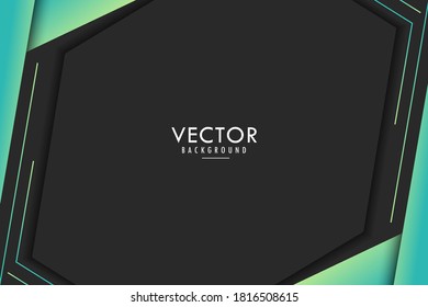 Banner Black Background Modern Template. Green Gradient Shape Line Technology
