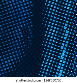 Banner black and blue squares mosaic. Blue pixel poster. Abstract dark background pattern for design. Aqua halftone effect. Abstract grunge textures. Vector illustration eps10.