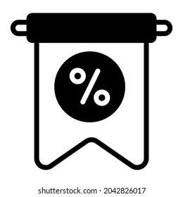 Banner black filled line icon, Black Friday glyph style store or market shopping commerce, shop sale icon design.