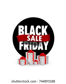Banner black friday flat design for sale with presents boxes