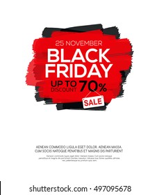 Banner with Black Friday inscription on abstract ink blots for sale and discount.