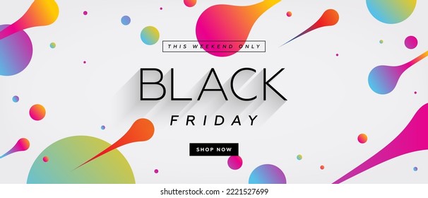 Banner for black friday super sale with geometric elements. Abstract horizontal background. Vector illustration