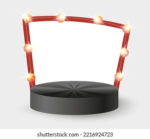 Banner for black friday. Vector illustration with podium and screen. Realistic 3d black podium for product presentation. advertising poster.