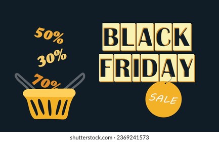 Banner. black friday Banner in yellow and black tones. Discount, sale.