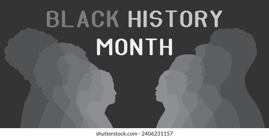 Banner for Black History Month with silhouettes of people on dar