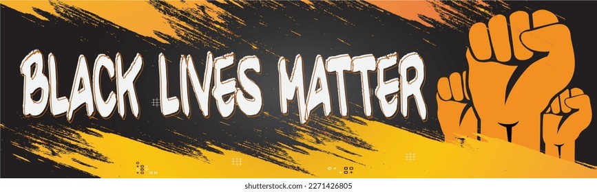 Banner Black lives matter for protest  rally awareness campaign against racial discrimination dark skin color  Support for equal rights black people  No justice No peace  Police Brutality