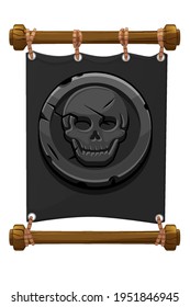 Banner Black Pirate Mark, Stone Skull For The Game.