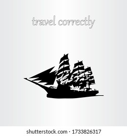 banner with a black ship