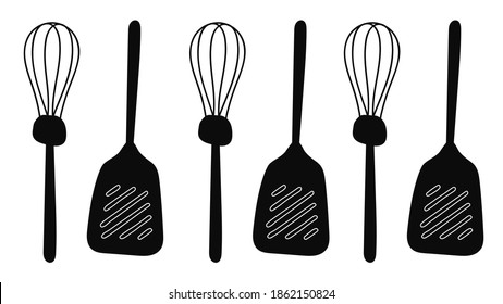banner black and white whisk and grill spatula