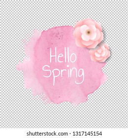 Banner Blob With Flowers Transparent Background, Vector Illustration
