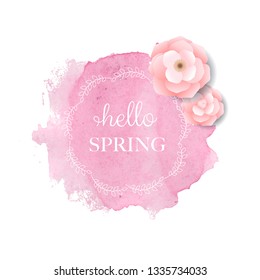 Banner  Blob With Flowers, Vector Illustration