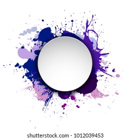 Banner blot presentation, vector splash poster. Graphic composition grungepresentations. Round blur banners annotations. Color graffiti splash sticker banner for registration of proposals blot circle