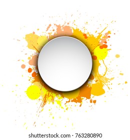 Banner blot presentation, vector splash poster. Graphic composition grungepresentations. Round blur banners annotations. Color graffiti splash sticker banner for registration of proposals blot circle