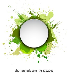 Banner blot presentation, vector splash poster. Graphic composition grungepresentations. Round blur banners annotations. Color graffiti splash sticker banner for registration of proposals blot circle