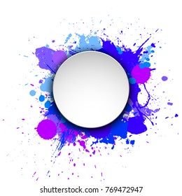Banner blot presentation, vector splash poster. Graphic composition grungepresentations. Round blur banners annotations. Color graffiti splash sticker banner for registration of proposals blot circle