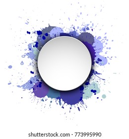Banner blot presentation, vector splash poster. Graphic composition grungepresentations. Round blur banners annotations. Color graffiti splash sticker banner for registration of proposals blot circle